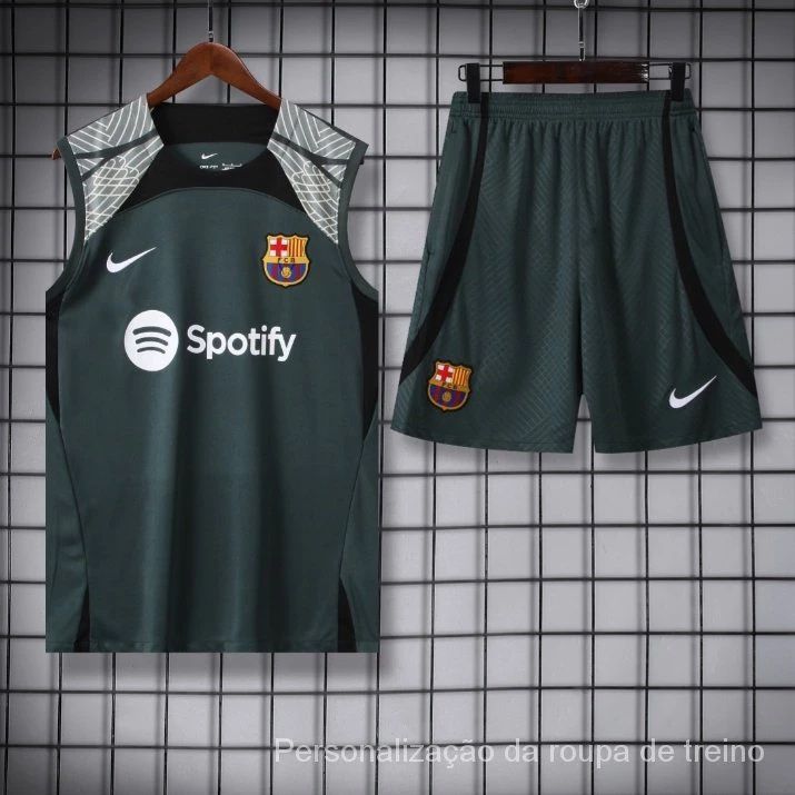 Conjunto Barcelona Treino Regata Verde Escuro
