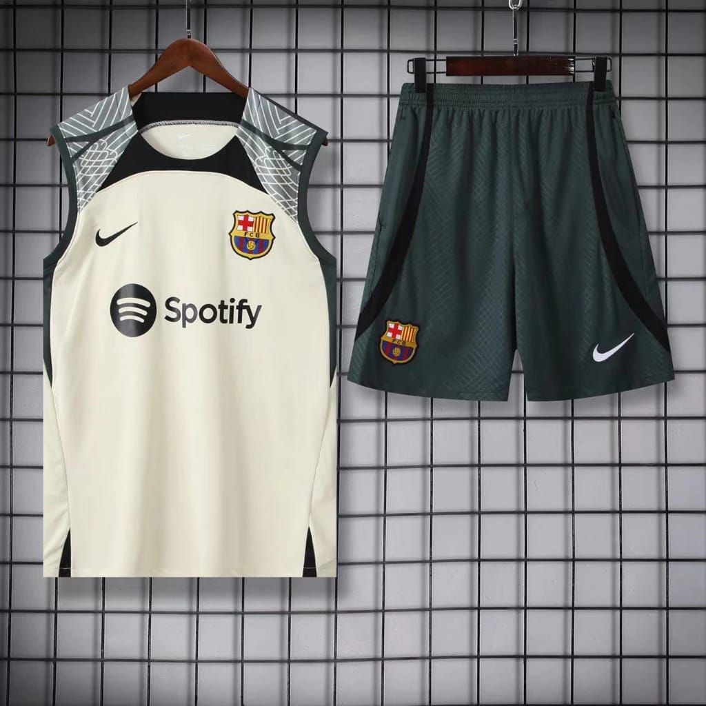 Conjunto Barcelona Treino Regata Creme
