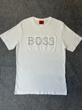 Camiseta Hgo Boss Malha Pima Logo Relevo Branca