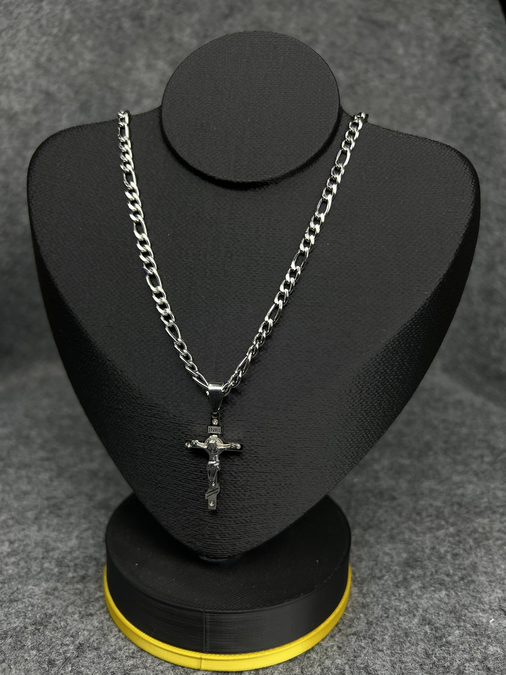 Corrente 3x1 Prata com Crucifixo