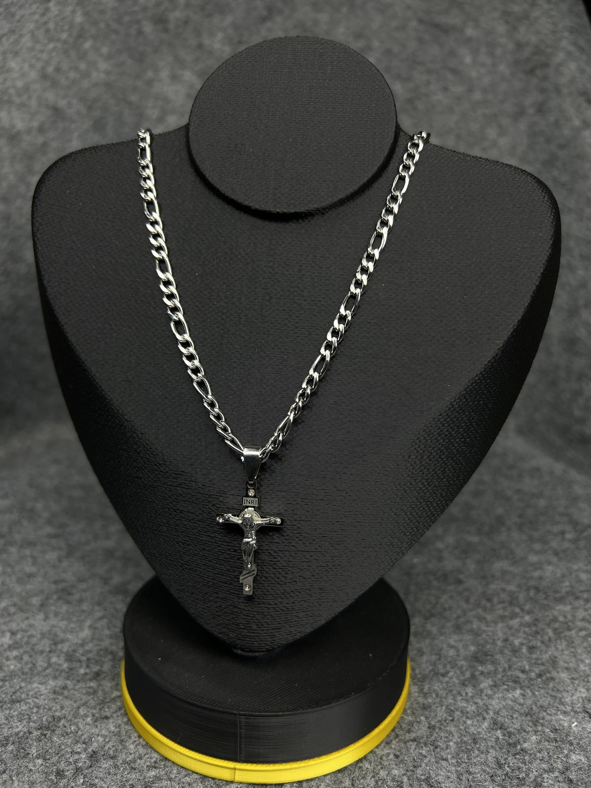 Corrente 3x1 Prata com Crucifixo