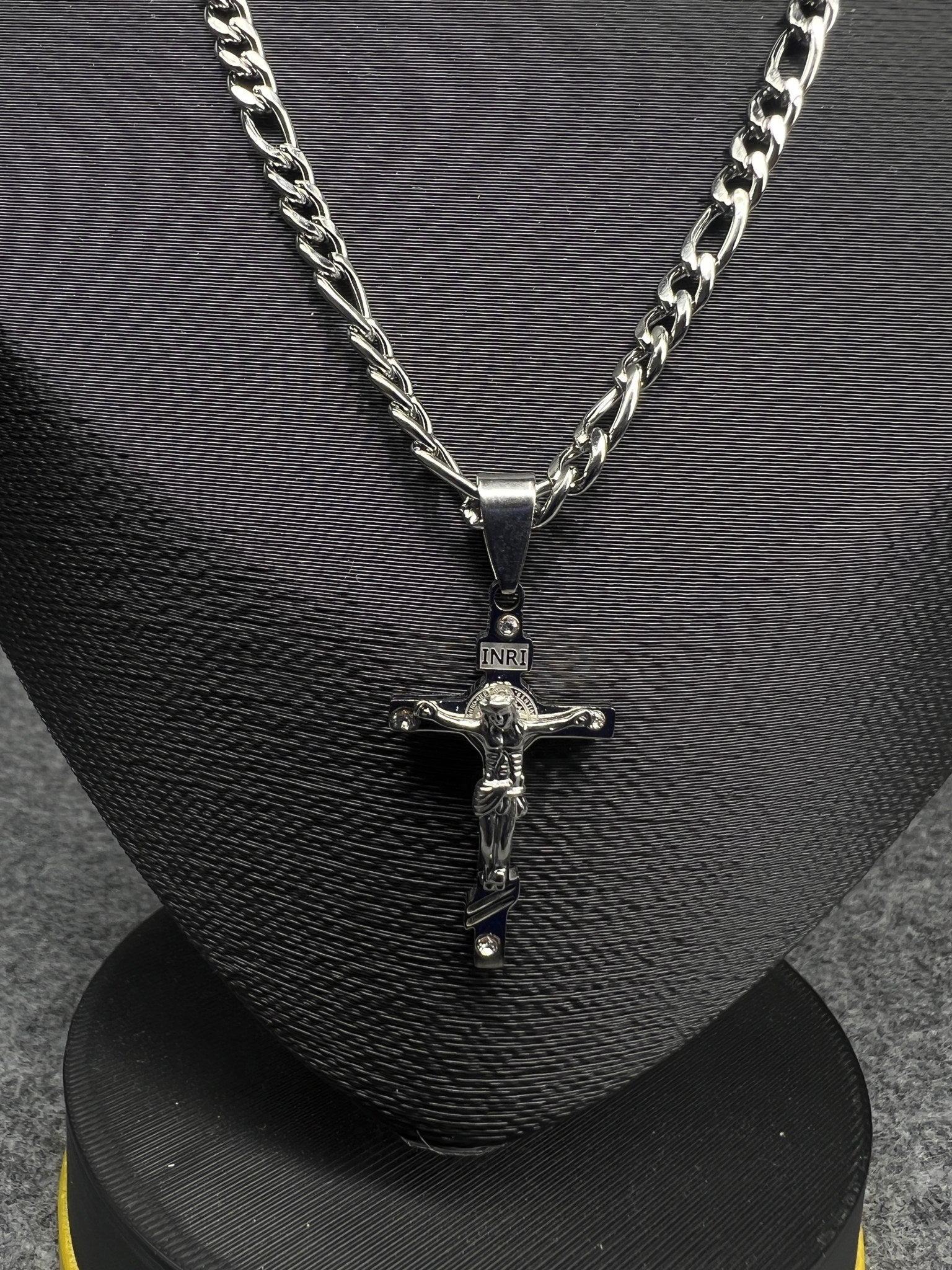 Corrente 3x1 Prata com Crucifixo - detalhe 1