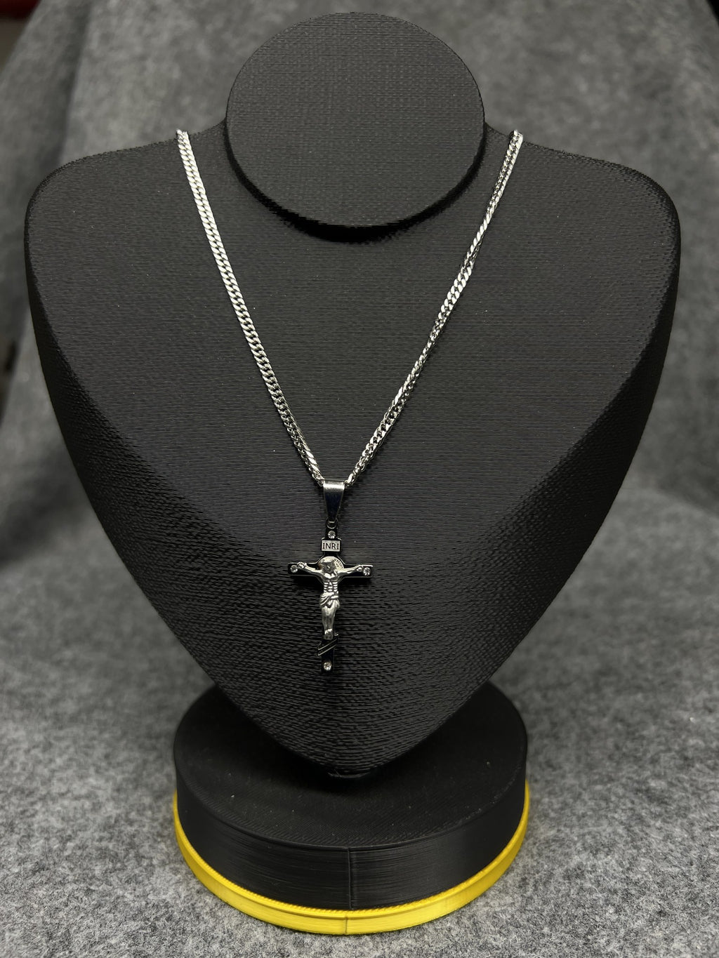 Corrente Grumet Prata com Crucifixo