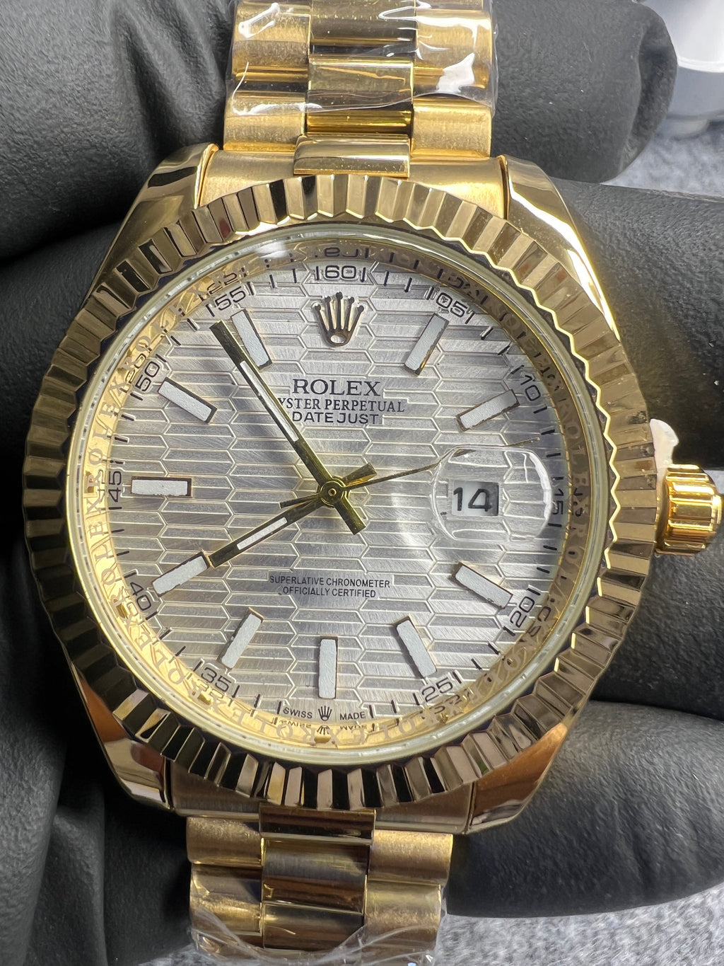 Relógio Rolex Datejust Dourado Mostrador Palm