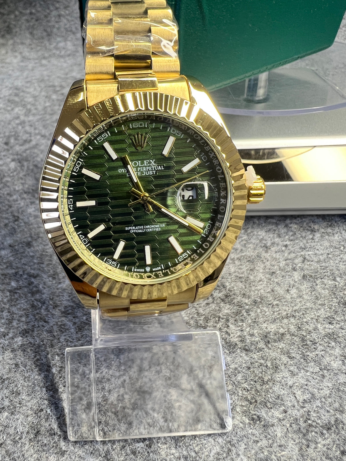 Relógio Rolex Datejust Dourado Mostrador Verde
