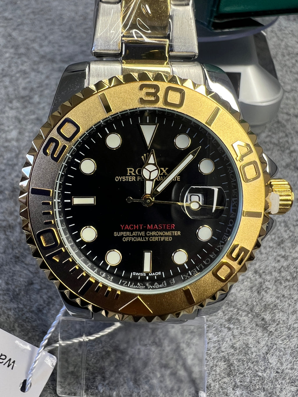 Relógio Rolex Yacht-Master Misto Mostrador Preto