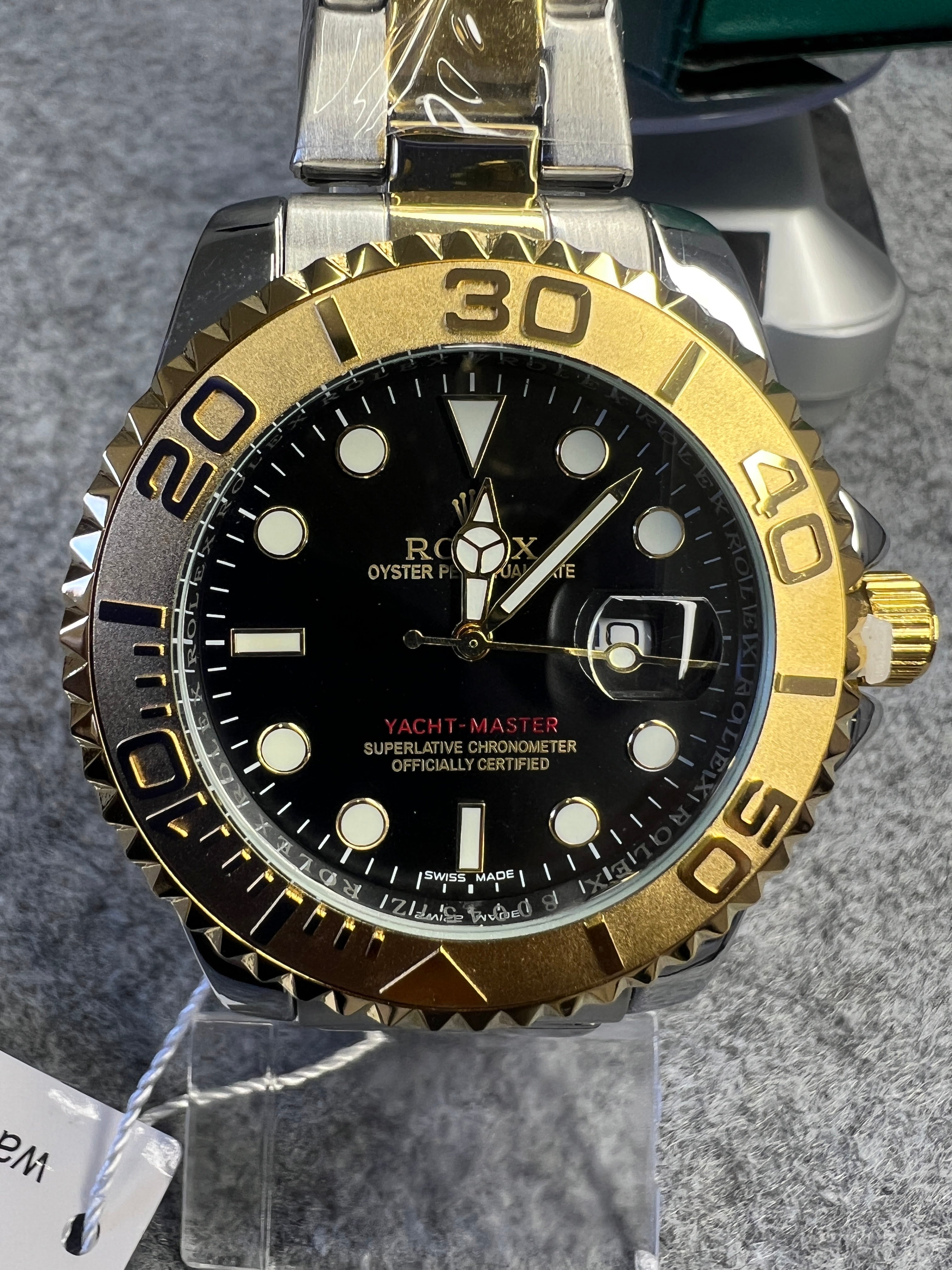 Relógio Rolex Yacht-Master Misto Mostrador Preto