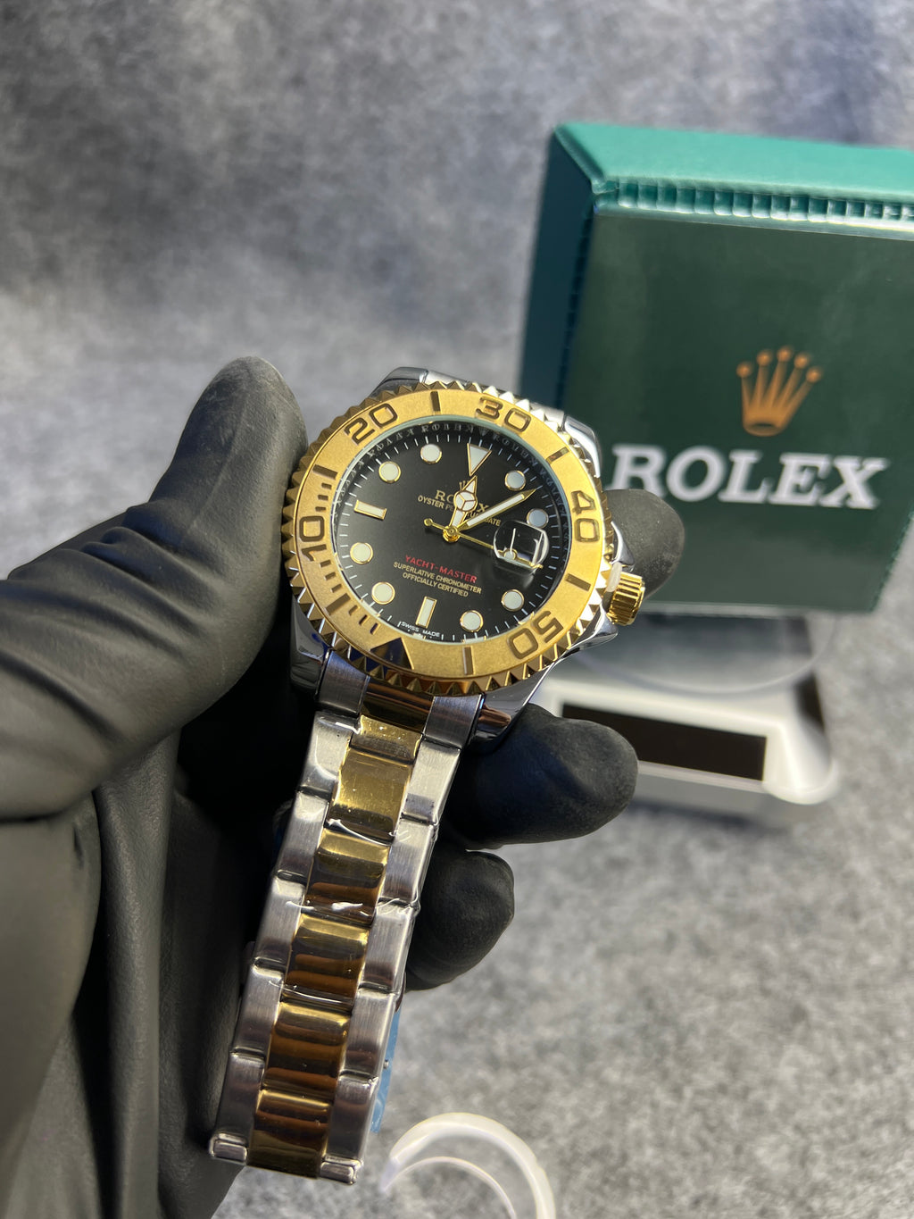 Relógio Rolex Yacht-Master Misto Mostrador Preto