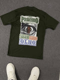 Camiseta Via Cruz Primeiro Trave do Teu Olho Verde Militar