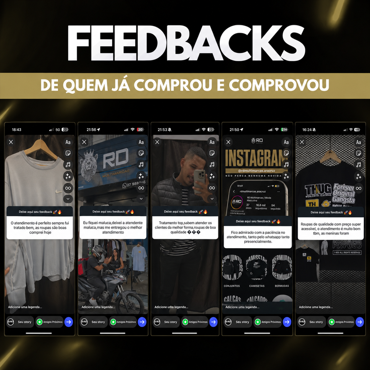 Feedbacks de clientes que já compraram na RD Multimarcas